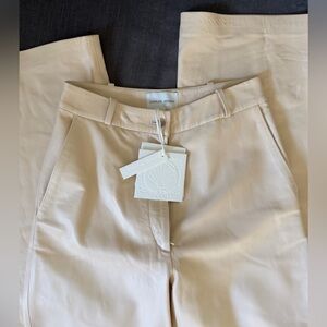 Loulou Studio Wide-Leg Lambskin Leather Trousers in Cream size Small